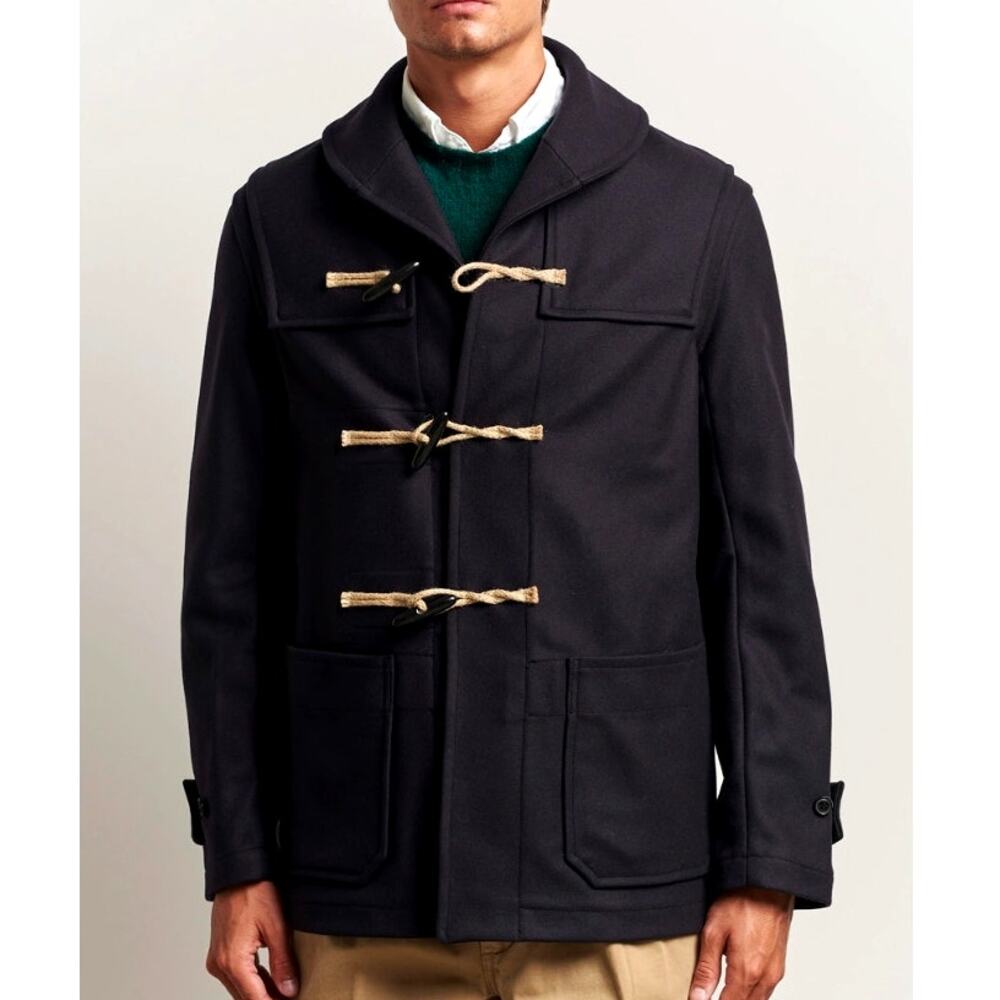 Gloverall Men's Navy Shawl Collar Classic Duffle Jacket Coat Size L